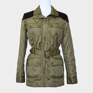 BANANA REPUBLIC Women's Quilted Field Jacket With Patches Olive Green Size S